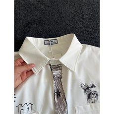 CS62-P40假领带设计男女夏季宽松短袖衬衫休闲百搭衬衣，男装T恤，电商B327