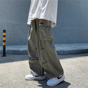 港风复古大口袋工装裤男秋季宽松直筒束脚裤潮流九分裤 K4251-P38图片