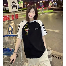 抖音得物品质二开240克宽松纯棉美式潮牌插肩三杠织带短袖T恤，男装T恤，电商A486