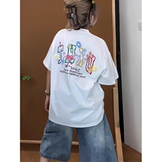 万针全刺绣工艺抖音得物高品质260克重磅纯棉双纱美式高街短袖T恤，男装T恤，电商A486