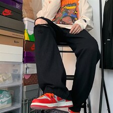 秋季新款破洞牛仔裤男宽松直筒阔腿ins潮牌痞帅气裤子K4534-P35，男装牛仔裤，星座512-2