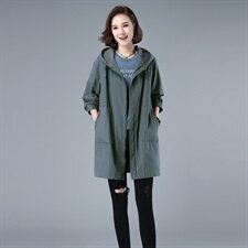 时尚百搭中长款风衣女2022新款春秋外套修身显瘦气质女装，女装风衣，秋牧寒烟