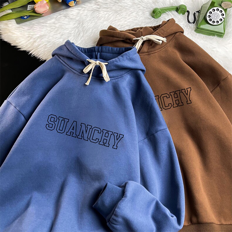 WY2229-P35加绒款-P40纯棉连帽卫衣男大码运动帽衫宽松薄,男装卫衣,电商A040