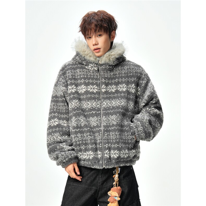 加绒内胆羊羔毛毛领棉衣座山雕棉服中性外套A0174020P120,男装棉衣,电商A017