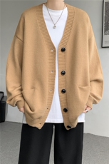 8XL-M大码V领开衫毛衣外套男日系复古宽松慵懒风针织衫KS002p55，男装针织衫/毛衣，电商B312