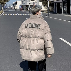 鹿皮绒棉衣男韩版潮流字母高街帅气2024冬季新款ins外套MF116-P87，男装棉衣，星座412-3