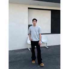 现货~铆钉解构褶皱设计感短袖T恤重磅半袖上衣DX079P40，男装T恤，星座908