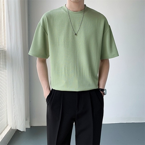 直播数据款华夫格百搭休闲宽松纹理短袖T恤打底衫TX26/P30特控55图片