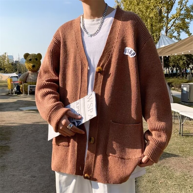 开衫毛衣男冬季日系慵懒风复古宽松针织衫秋冬款情侣外套M614-p48,男装针织衫/毛衣,星座1008