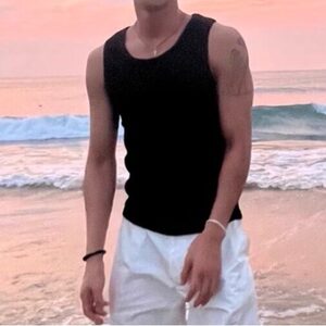 美式竖条螺纹修身针织背心男士夏季新款休闲弹力无袖坎肩T恤 BX11图片