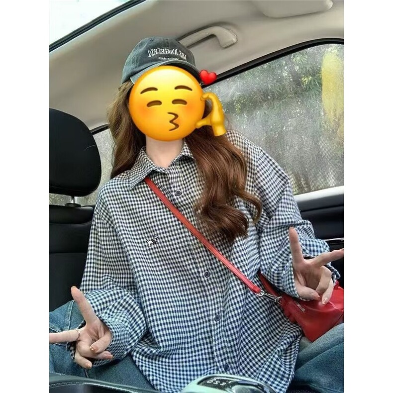 TY1008-P35日系复古休闲格子衬衫女春季2025新款百搭慵懒风外搭,男装衬衫,电商B323A