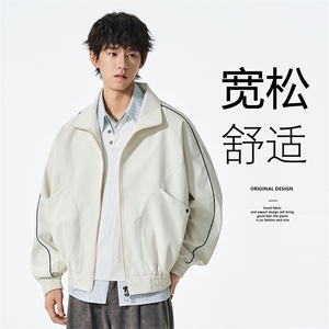 美式复古翻领夹克男款春季新款潮流宽松休闲百搭外套JS5603-P75图片