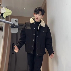 现货加绒牛仔棉服男冬季棉衣外套羊羔绒翻领夹克毛领MY1089-P110，男装夹克，星座1103-3