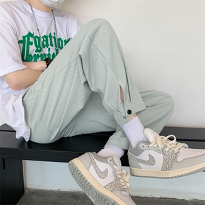 K6068/P40夏季冰丝裤高品质垂感休闲裤男九分裤开衩大码男裤控58图片