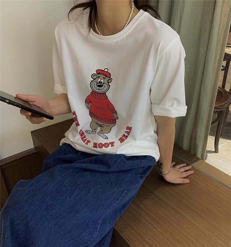 小熊印花短袖，其它，约澜