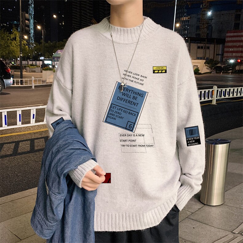 ！2023秋冬新款男士潮牌半高领毛衣百搭潮流针织衫M616P50，男装针织衫/毛衣，电商B220