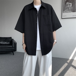 8XL-M泡泡纱盐缩肌理短袖衬衫男夏季冰丝外套防晒衬衣DC28011P36图片