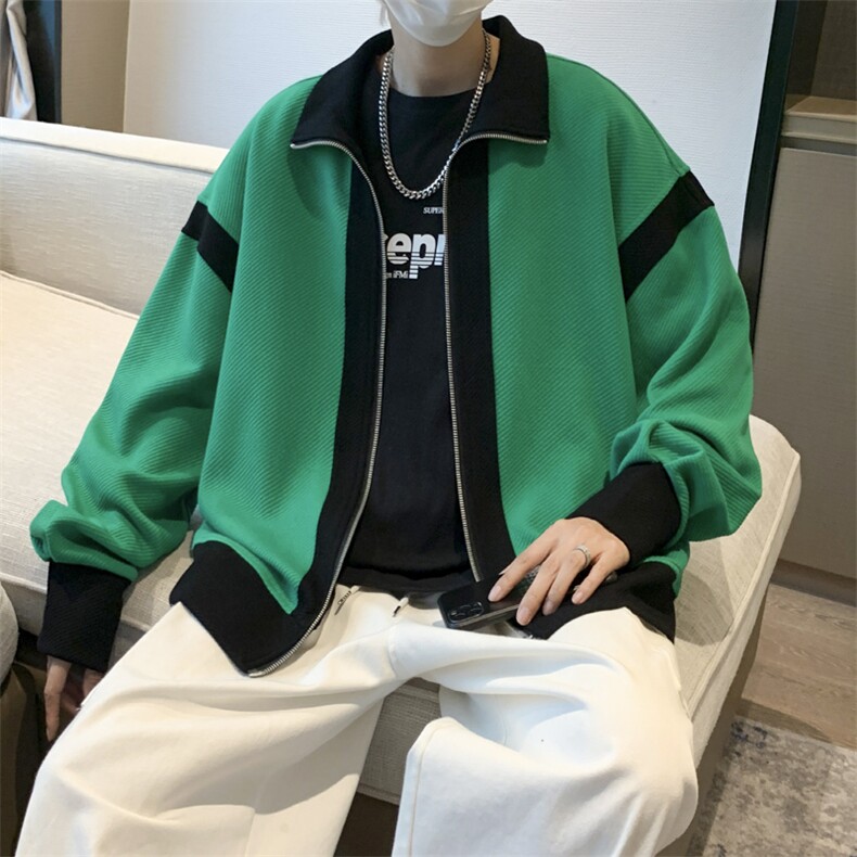 夹克男秋季ins港风拼色外套潮流痞帅休闲针织上衣JK056-P55,男装夹克,星座308B-2