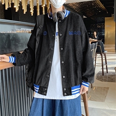 秋冬新品宽松街头运动风口袋班服条纹开衫夹克外套男装W1506-P48，男装夹克，星座512-4