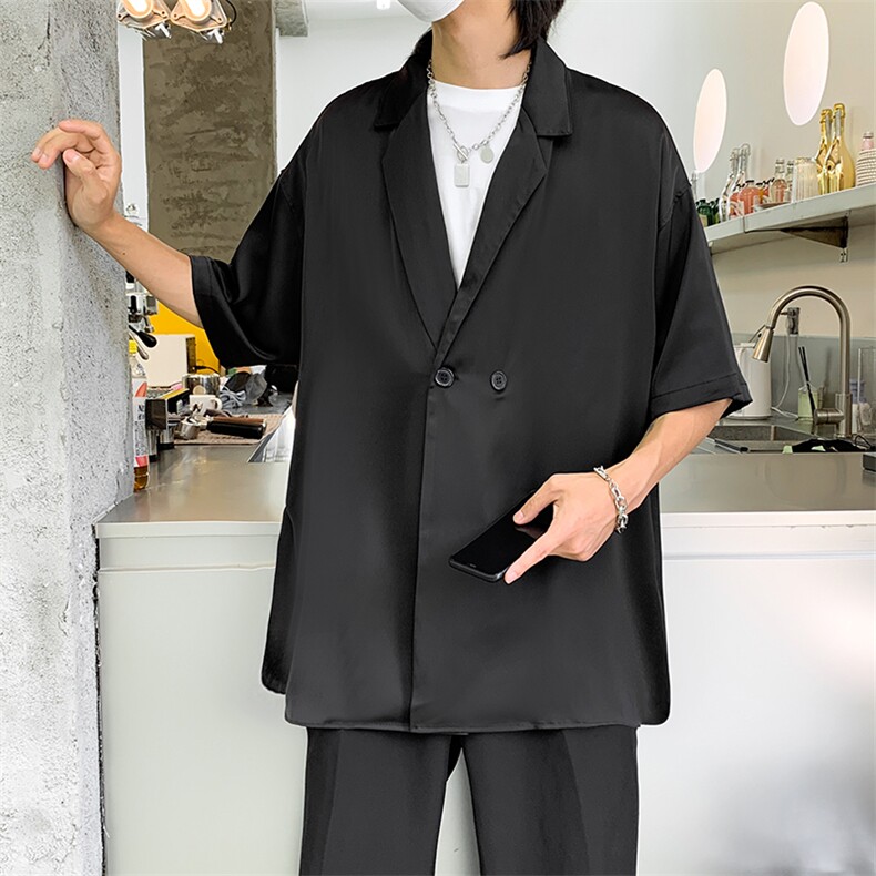 夏季西装外套男短袖韩版潮2023新款上衣ins宽松个性衬衫W2672-P30,男装西服,星座412-2
