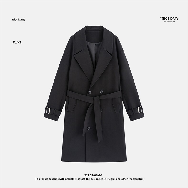 平铺~2026春季韩版中长款过膝风衣外套K8822/P108，男装风衣，电商B331