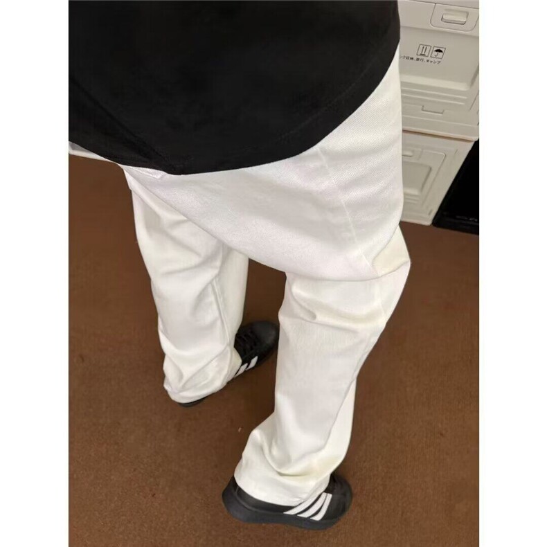 白色微喇叭牛仔裤男春秋夏季美式高街显瘦显腿长痞帅裤子,男装牛仔裤,星座506A