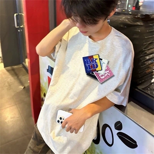 万针全刺绣工艺抖音得物高品质260克重磅纯棉双纱美式高街短袖T恤图片