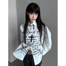 【有货】白色衬衫男女款春秋季设计感字母长袖衬衣外套1288HH-P39，男装衬衫，星座1007（原301D）