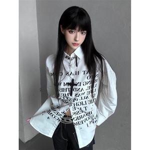【有货】白色衬衫男女款春秋季设计感字母长袖衬衣外套1288HH-P39图片