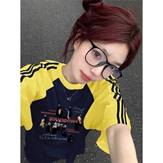 夏季美式高街重磅纯棉三条杠织带插肩撞色男女短袖T恤CZ152-特P25，男装T恤，电商A486