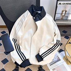 复古三条杠立领棒球服外套男生春秋潮牌运动宽松夹克衫W6436-P55，男装夹克，星座412-3
