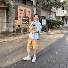 卡其多口袋工装短裤男女2025新款夏季休闲百搭五分裤宽松裤子，男装牛仔裤，星座506A