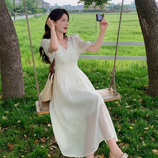 【现货】主推款天丝印花短袖连衣裙，女装连衣裙，韩秀