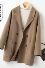 气质短款双面羊绒大衣女新款秋冬保暖小个子毛呢外套羊毛呢子西装，女装双面呢大衣，佳恩服饰