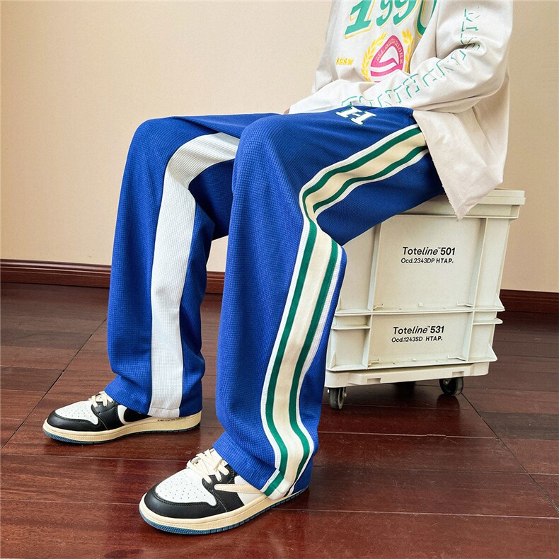 1日系CityBoy风华夫格休闲裤男拖地女中性风直筒男7790特P25控55，男装休闲裤，星座226-2