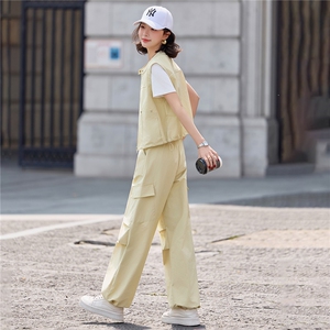 [大货]2026年夏季三件套女装T恤长裤马甲休闲套装图片