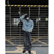 博主风cleanfit牛仔外套男美式复古垫肩夹克JK2409-特P90，男装夹克，星座1007（原301D）