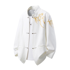 可二开白底「折棘」荆棘立体绣大码M-5XL中式西服XF78058P90控139，男装西服，星座227-7