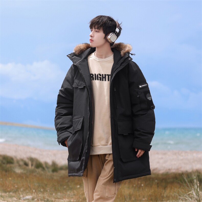 Y0305-P328冬季新款85%白鸭绒连帽可脱卸毛领中长款羽绒服外套,男装羽绒服,星座109