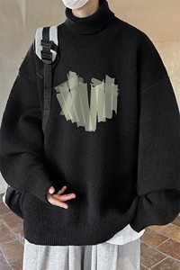 高质量！秋冬季高领毛衣男士加绒加厚翻领针织衫男毛衣FL57-P45图片