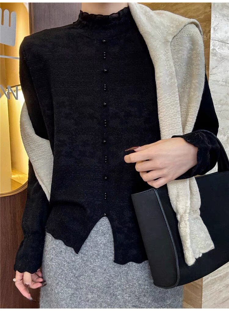 淑女时尚气质纯色简约百搭长袖套头针织衫，女装针织衫/毛衣，晨旭羊绒