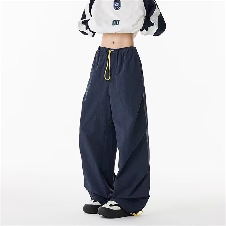 潮牌美式褶皱直筒阔腿休闲裤男街头宽松潮流百搭运动长裤XA8029,女装休闲裤,星座208-5