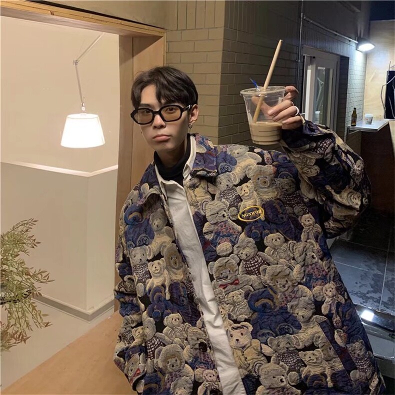 美式hiphop炸街满印小熊薄款外套Y6531P50,男装夹克,星座1116-2