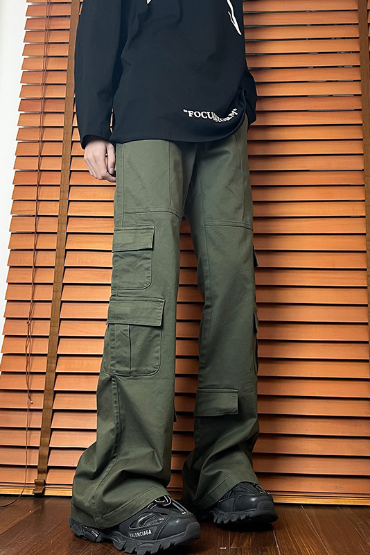 美式多口袋工装裤微喇显瘦中性技能风休闲裤XZ603-K846-P65控88,男装休闲裤,星座603