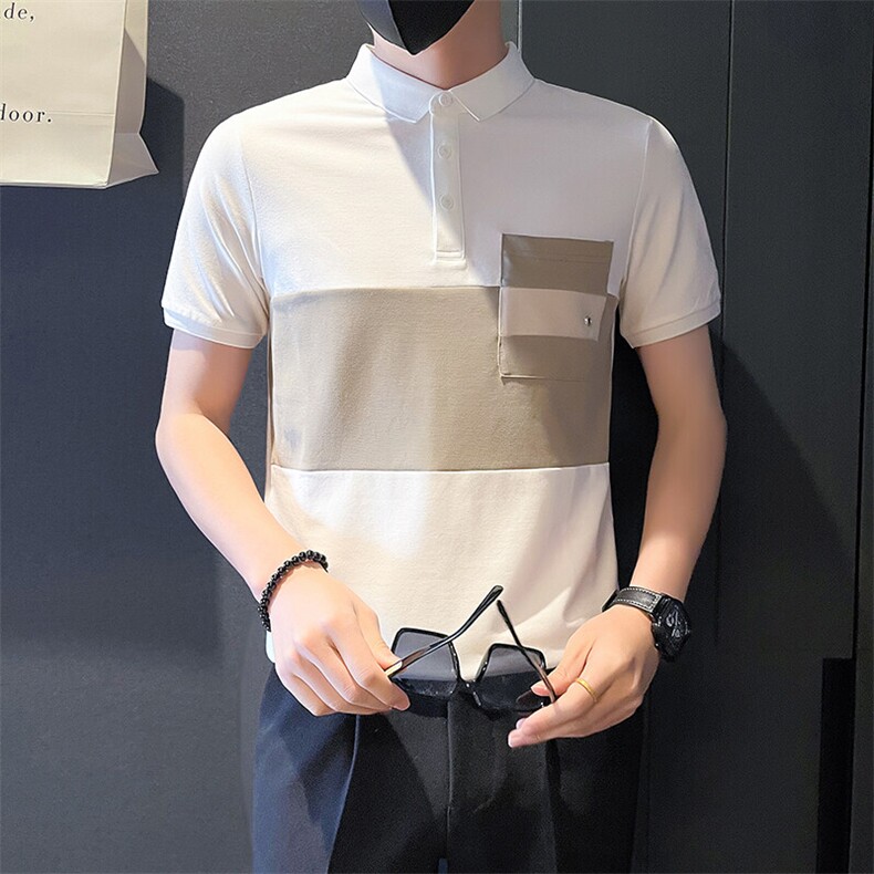6604-P58夏季短袖T恤潮牌半袖新款男装痞帅拼色POLO衫-2控78,男装Polo衫,星座603-2