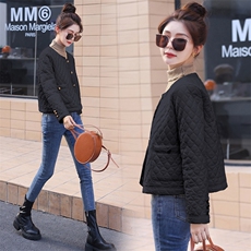 爆主打款2024年冬新款菱形格绗线棉服保暖显瘦百搭短款夹棉外套女，女装棉衣/棉服，霓裳依族