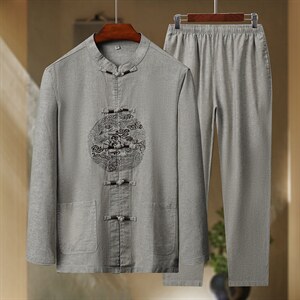 BETZ907钱塘2020-2风亚麻唐装男士中老年男装中老年套装P105,男装中老年男装,钱塘207-2