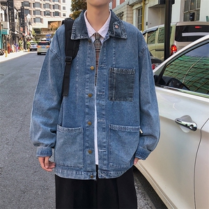 秋冬港风休闲街头运动风口袋班服牛仔衣夹克外套男装 W1377-P58图片