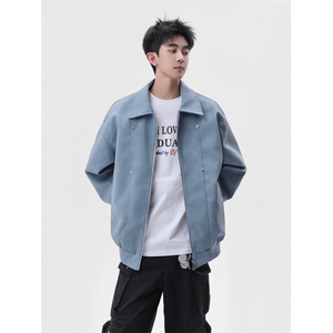 档口图 美式翻领纹理感PU皮夹克皮衣机车服外套JK508-P70图片