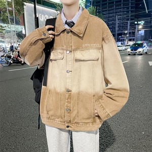 2023秋季牛仔外套男士美式复古水洗宽松休闲翻领夹克 W7831-P64图片